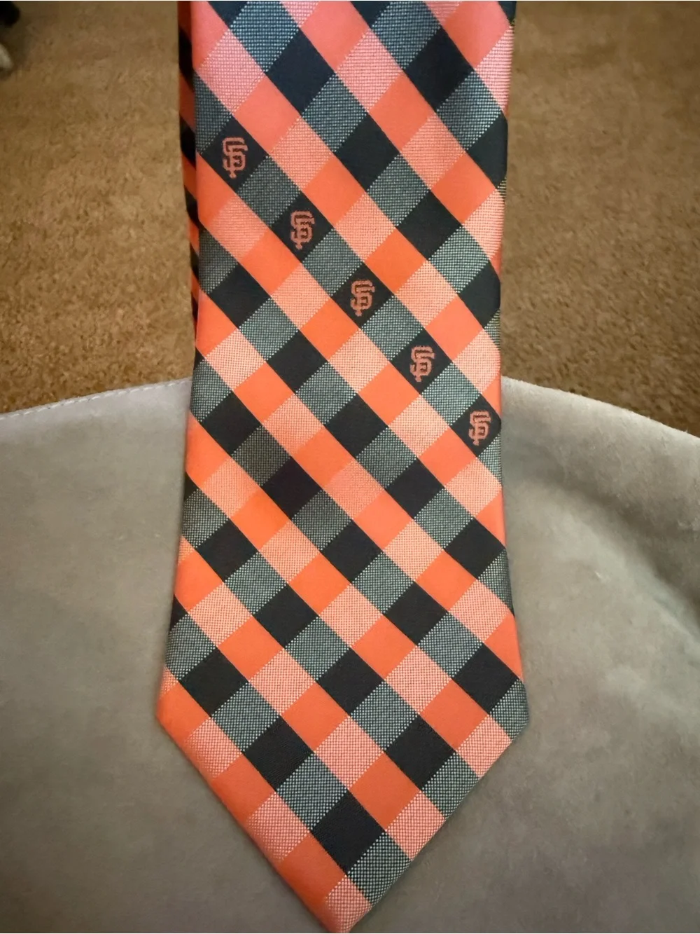 MLB San Francisco Giants Orange & Black Plaid Tie